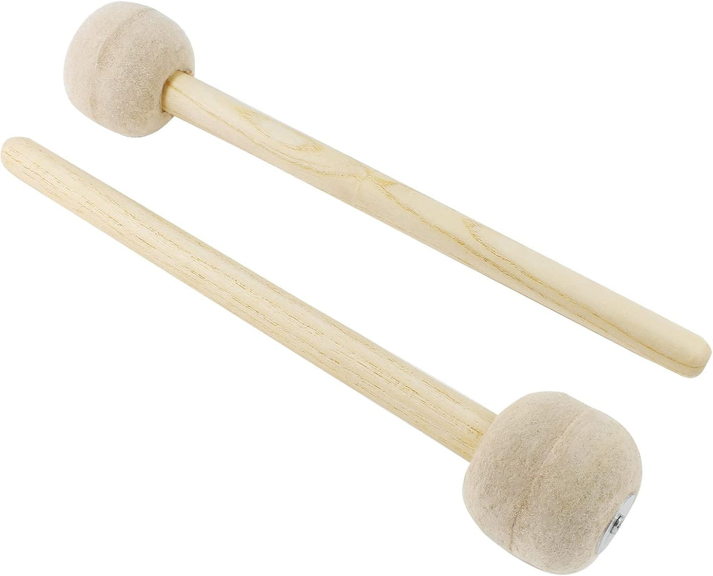 Biaungdo 2 Pack Drum Mallet, 13" Wool Felt Drum Stick, Bass Drum Mallet Drum Stick, Anti-slip Bass Percussion Sticks, Beige