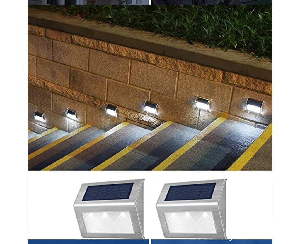 2 Pack Solar Step Lights Bright LED Solar Fence Lights For Garden Patio Decks-warm light