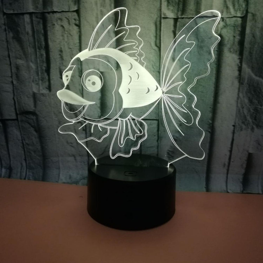 3D Fish Night Light Lamp Illusion Night Light 7 Color