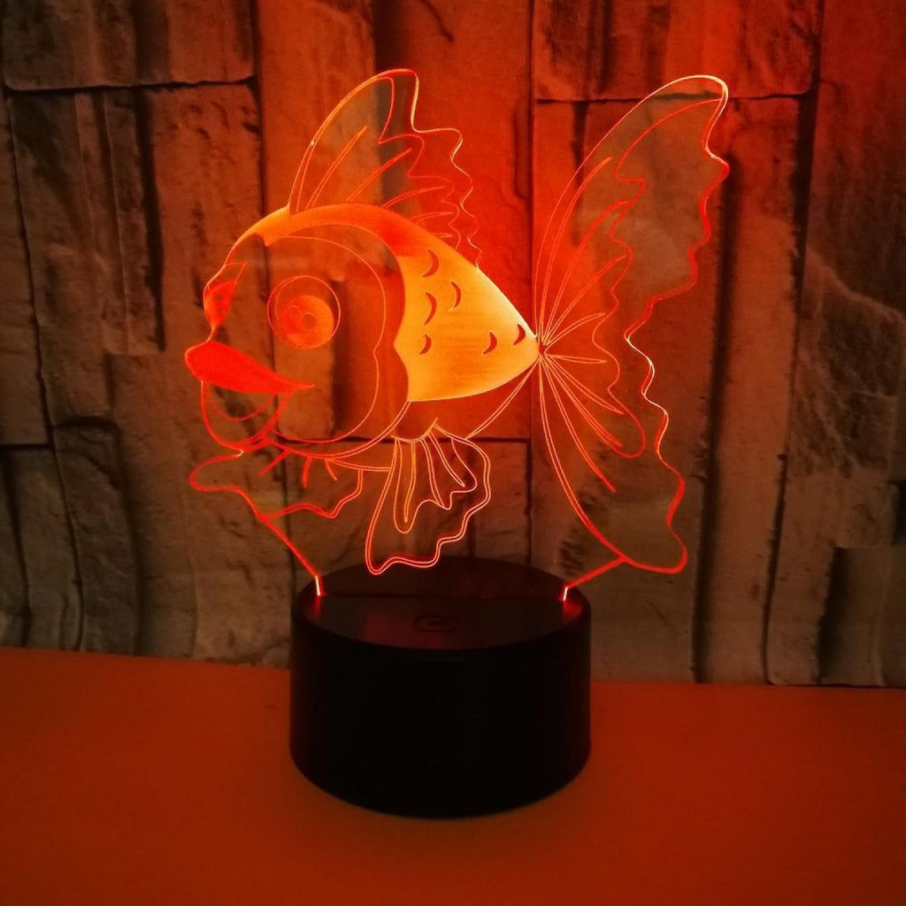 3D Fish Night Light Lamp Illusion Night Light 7 Color