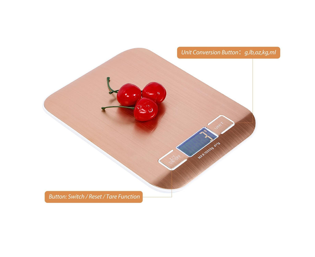 22lb Food Scale Digital Kitchen Scale LCD Display Scale Weight KG G oz ml and lb for Baking and Cooking Stainless Steel Portable Food Scale