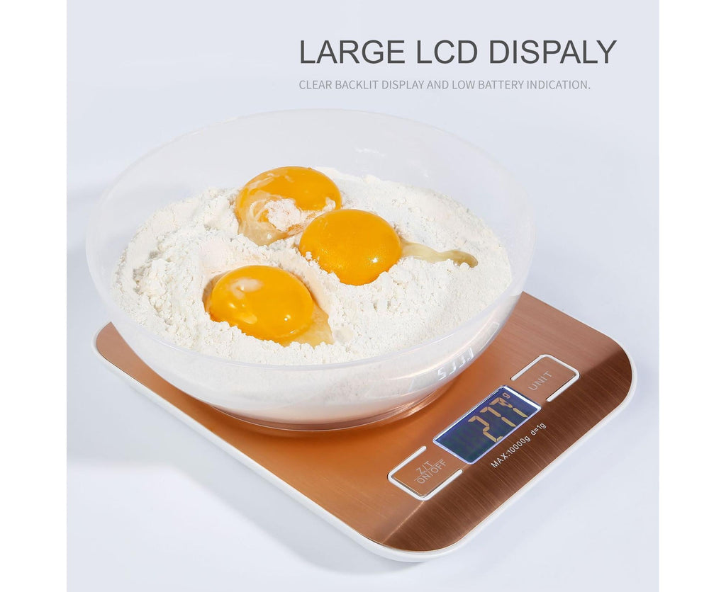 22lb Food Scale Digital Kitchen Scale LCD Display Scale Weight KG G oz ml lb for Baking and Cooking Stainless Steel Portable Food Scale 1g