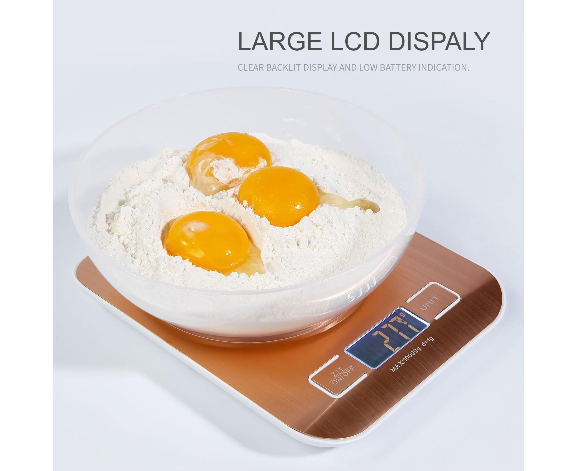 22lb Food Scale Digital Kitchen Scale LCD Display Scale Weight KG G oz ml lb for Baking and Cooking Stainless Steel Portable Food Scale 1g