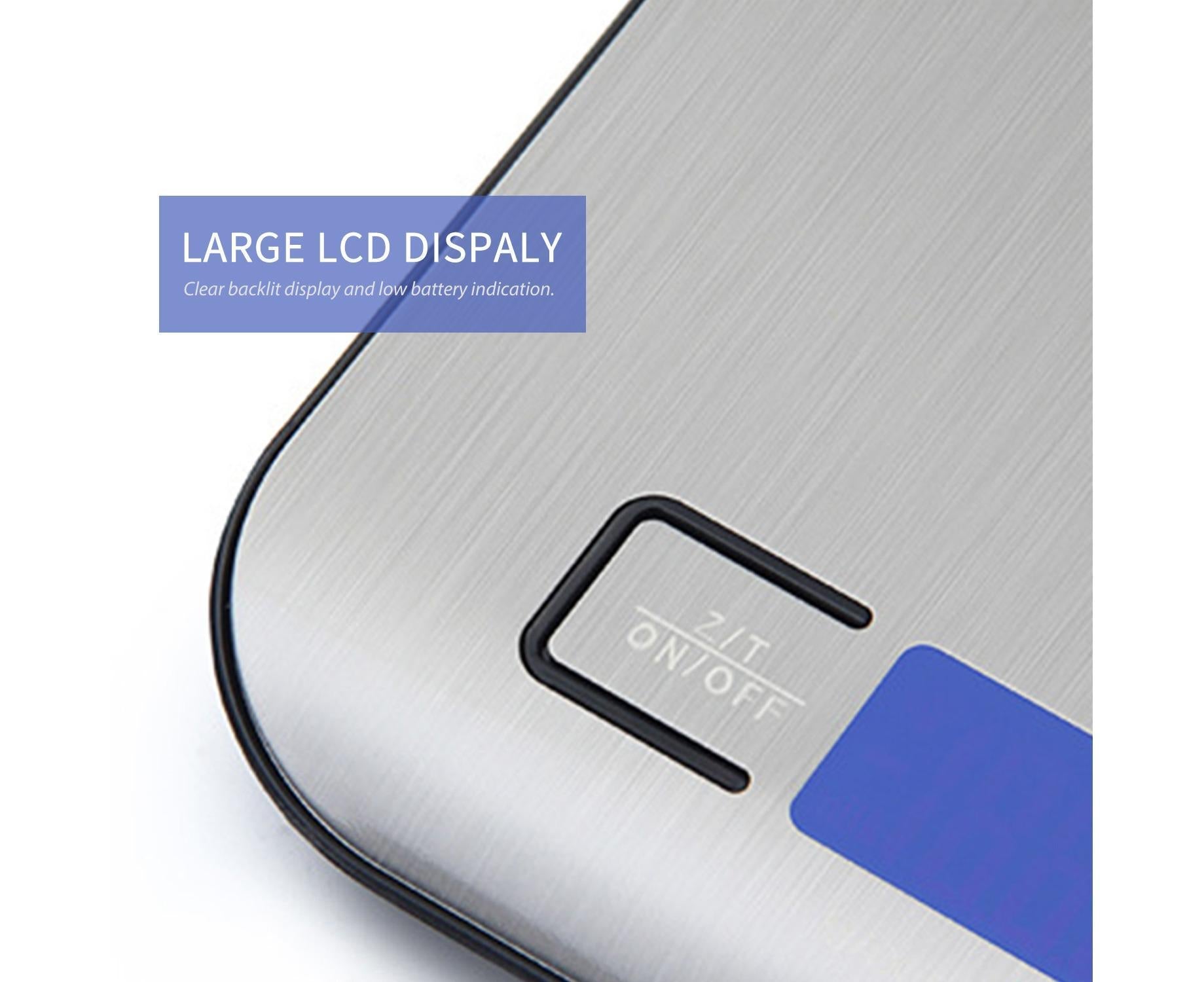 11lb Food Scale Digital Kitchen Scale LCD Display Scale Weight KG G oz ml and lb for Baking and Cooking Stainless Steel Portable Food Scale