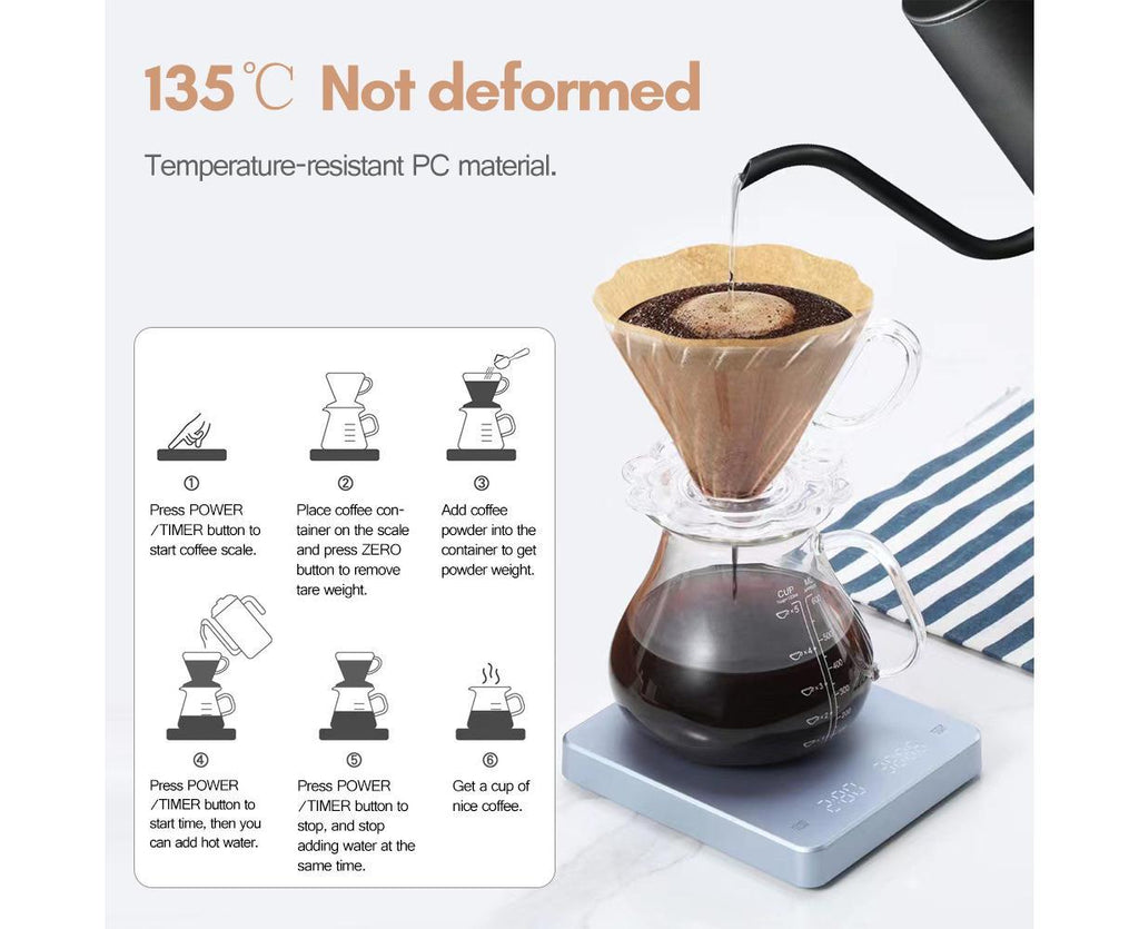 Digital Coffee Scale with Timer LED Screen Espresso Scale Built-in Battery 5kg Max.Weighing 0.1g High Precision Measures in oz/ml/g Kitchen