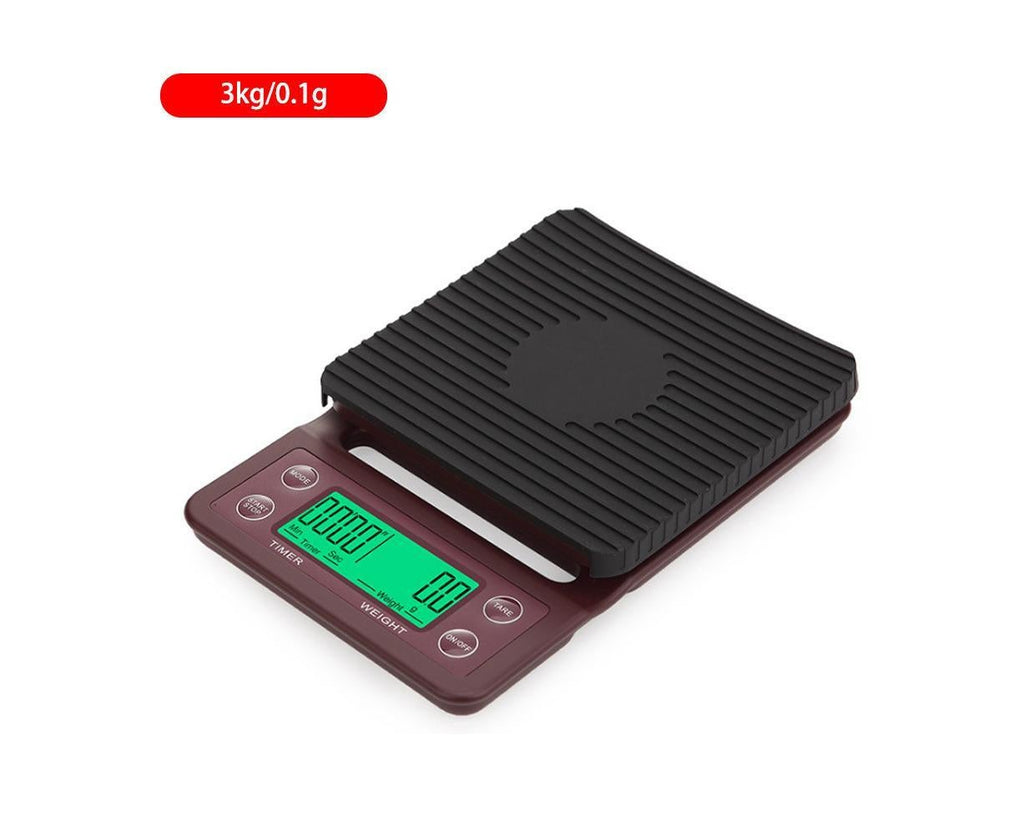 Household hand-brewed coffee scale timing electronic scale kitchen mini chronometer scale Black 3kg0.1g
