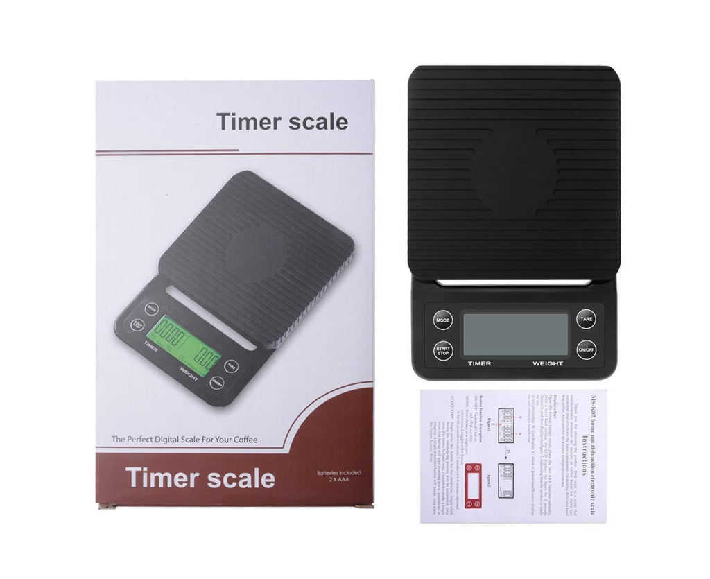 Household hand-brewed coffee scale timing electronic scale kitchen mini chronometer scale Black 3kg0.1g