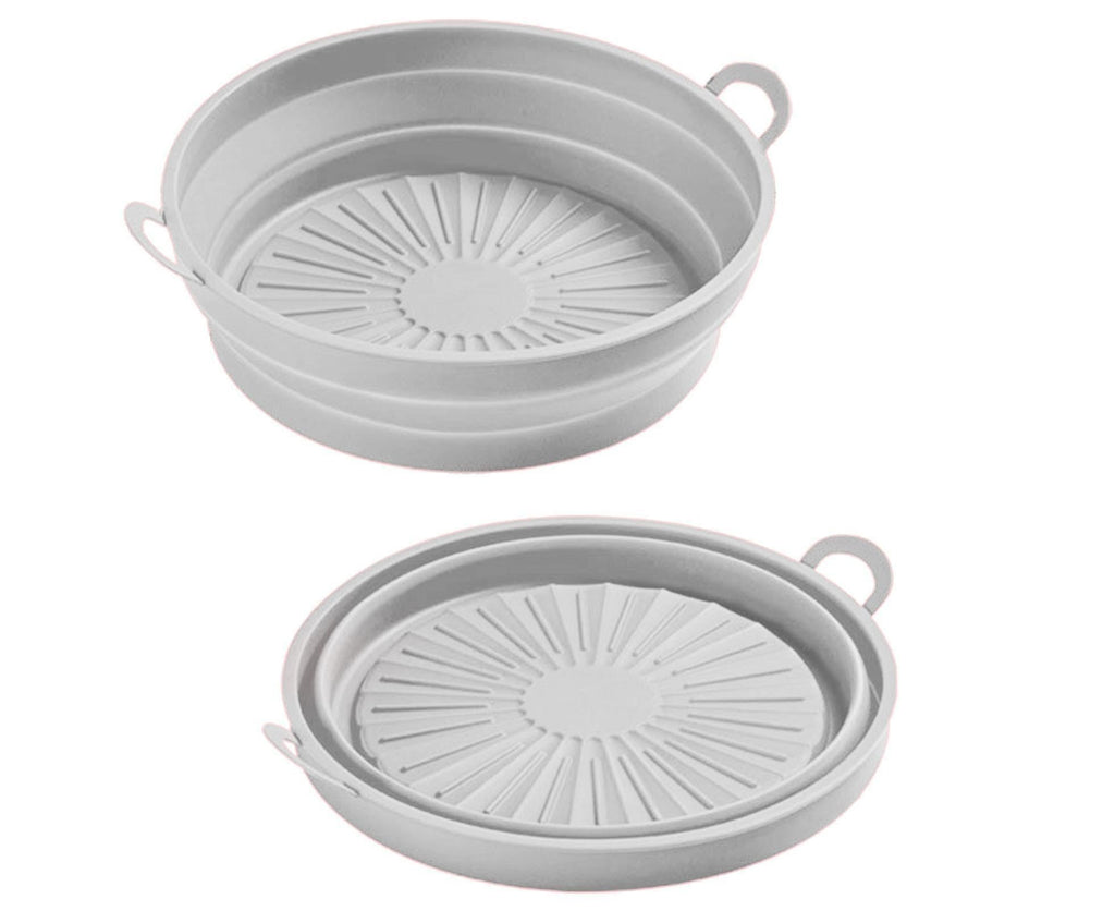 Air Fryers Bakeware Foldable Silicone Grill Pan -Grey 8.5inch