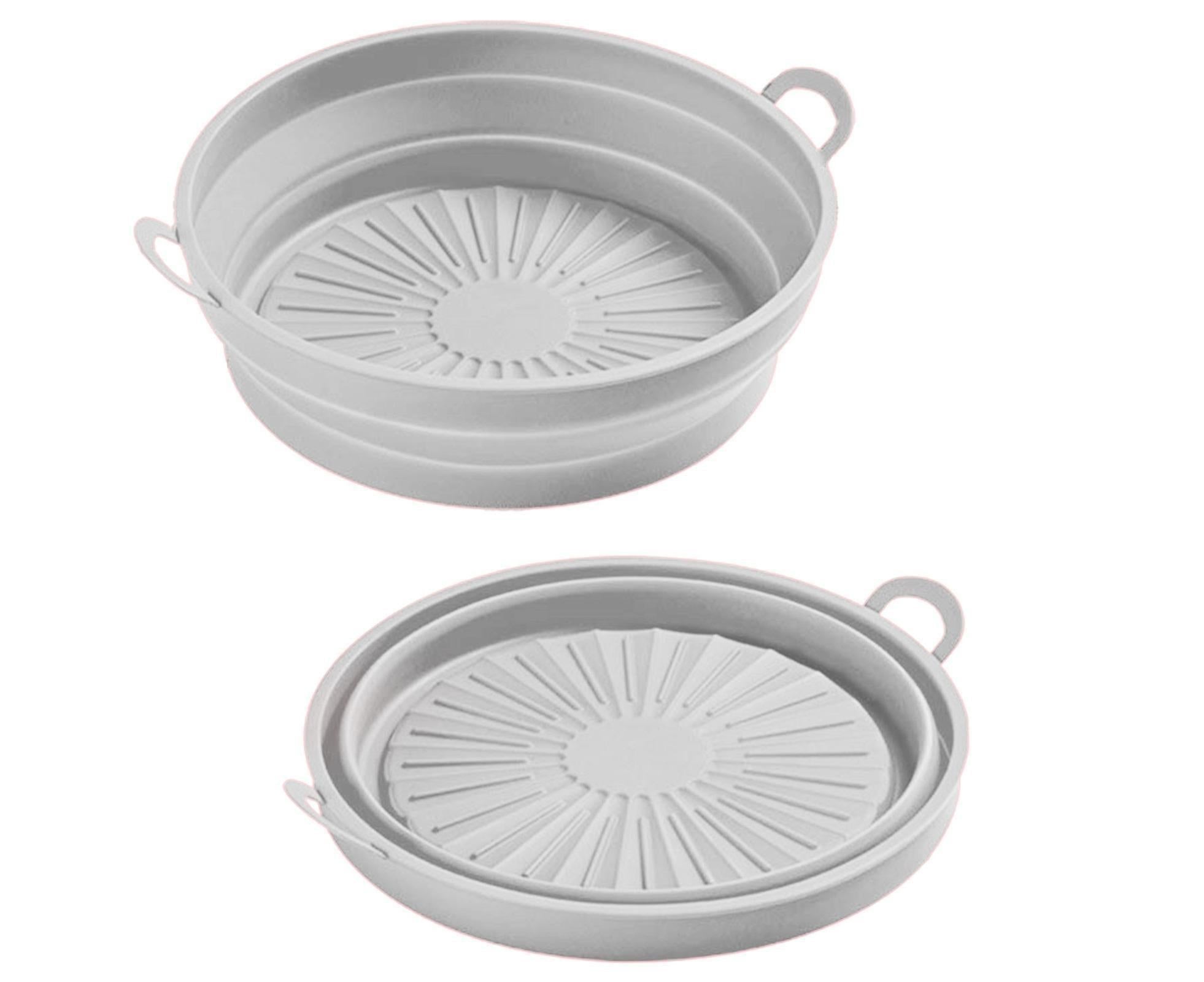 Air Fryers Bakeware Foldable Silicone Grill Pan -Grey 8.5inch
