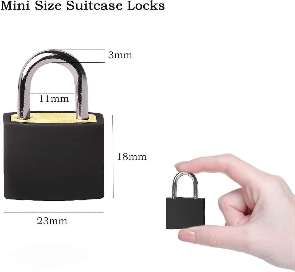2pcs Mini Luggage Lock with Key - Travel Suitcase Locker Padlock (Black)
