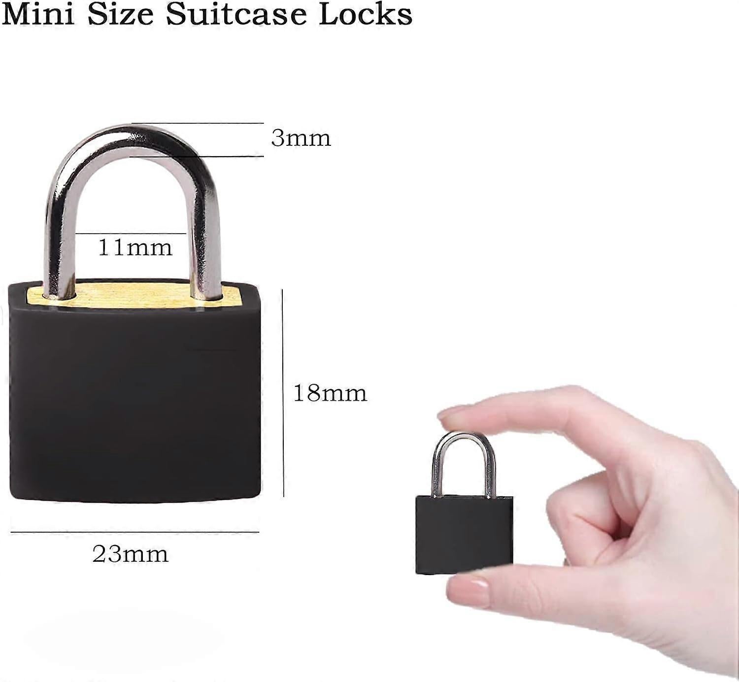 2pcs Mini Luggage Lock with Key - Travel Suitcase Locker Padlock (Black)