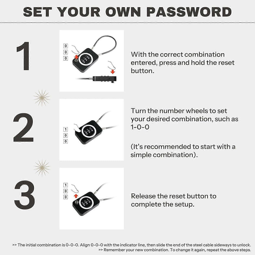 Premium Cable Combo Lock - Coded Travel Lock for Luggage