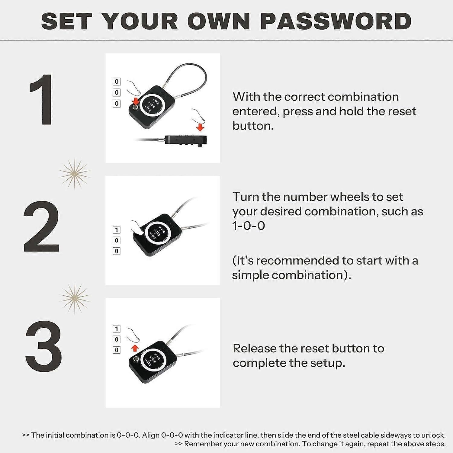 Premium Cable Combo Lock - Coded Travel Lock for Luggage