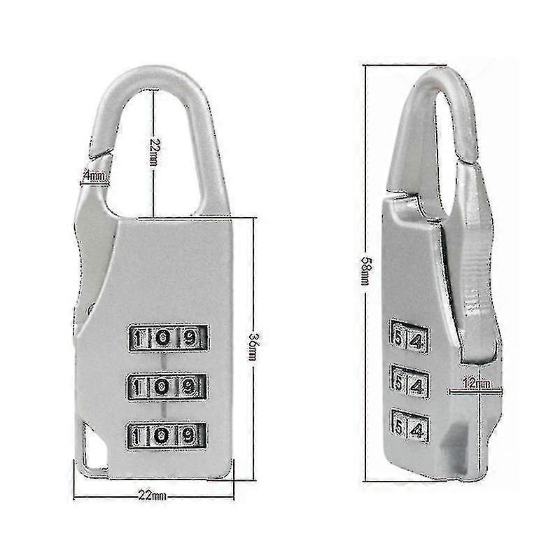 3-Digit Travel Luggage Lock - Small Combination Lock for Bags