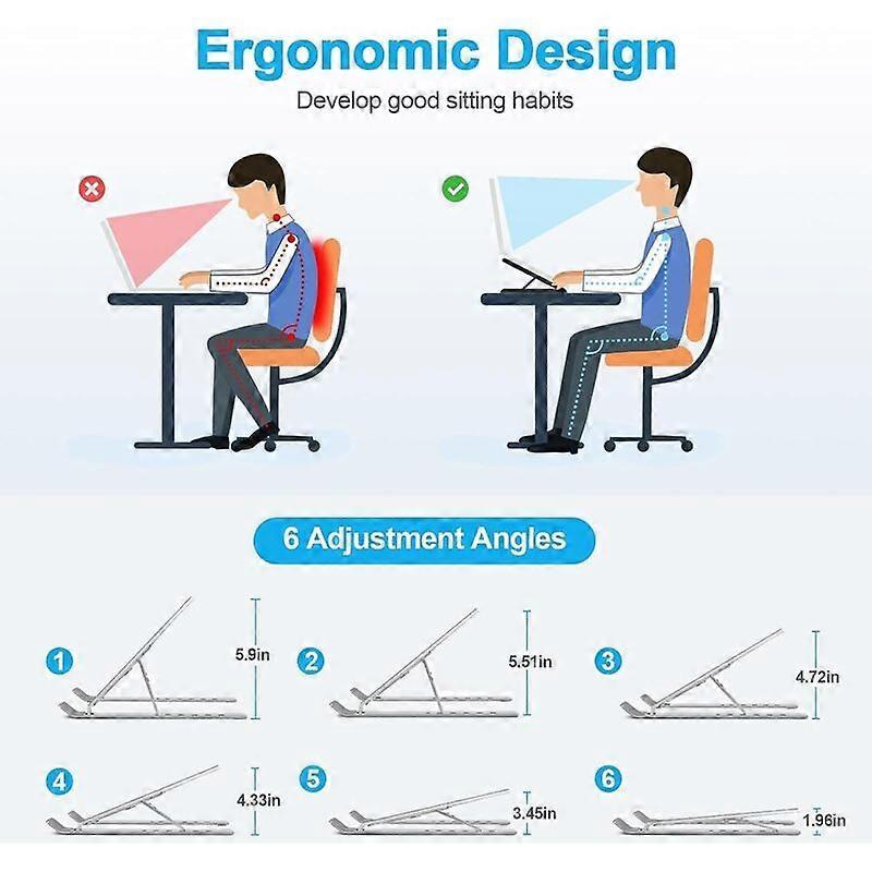 Adjustable Aluminum Laptop Stand, Portable Desk Holder