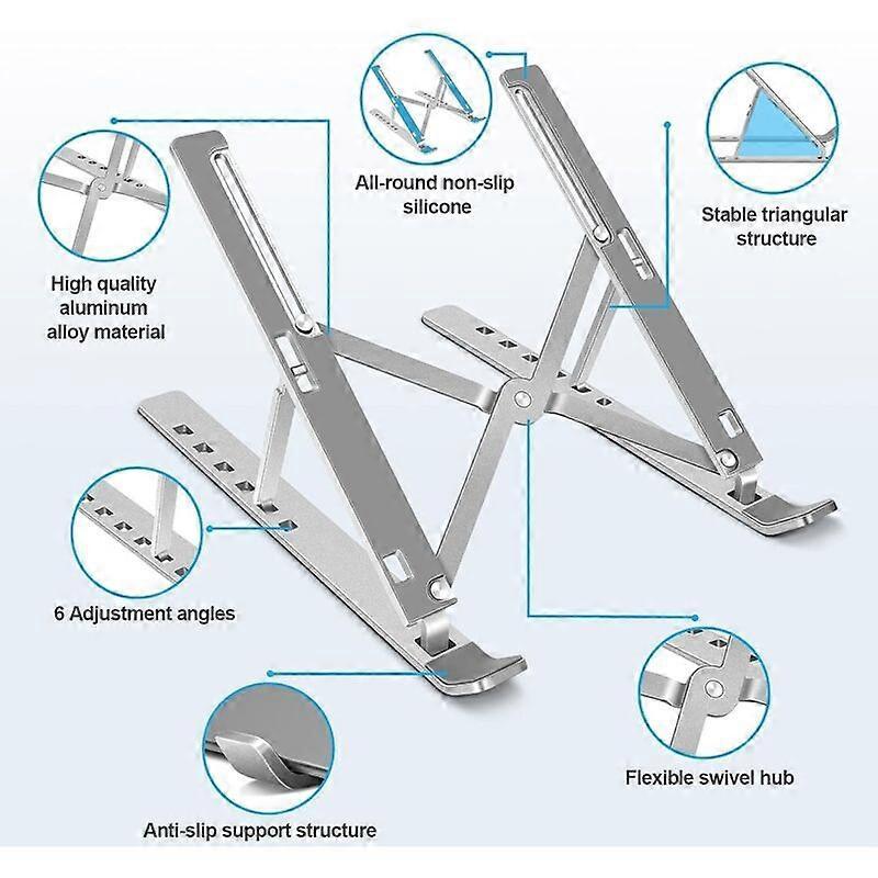 Adjustable Aluminum Laptop Stand, Portable Desk Holder