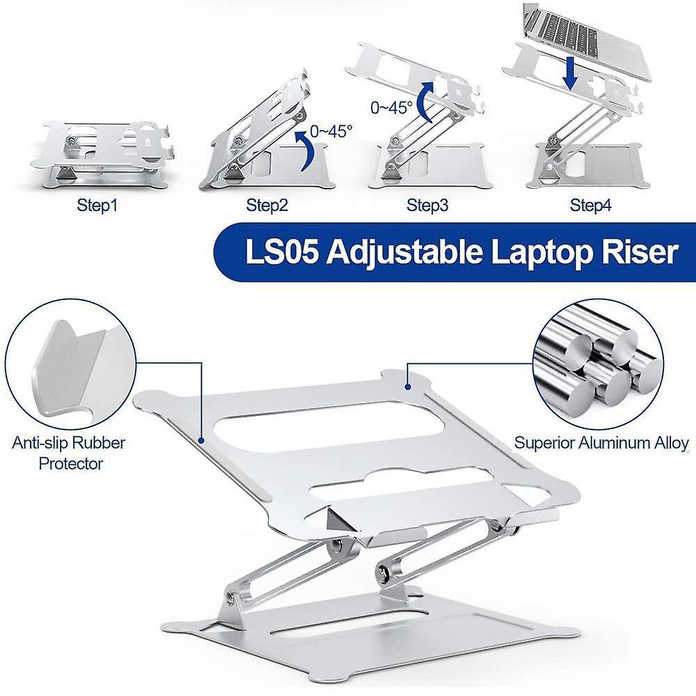 Adjustable Laptop Stand, Ergonomic Laptop Holder - Silver