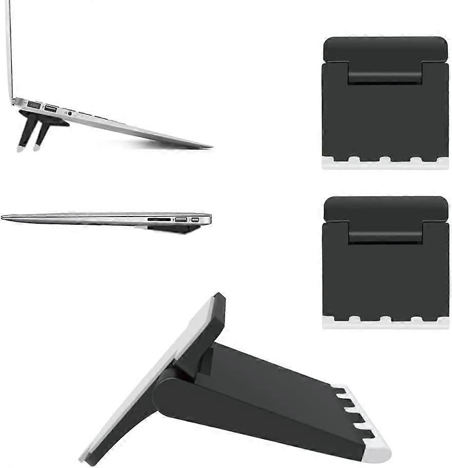 Set of 2 Mini Black Laptop Stands, Invisible Foldable Lightweight Holder for Laptop/Tablet