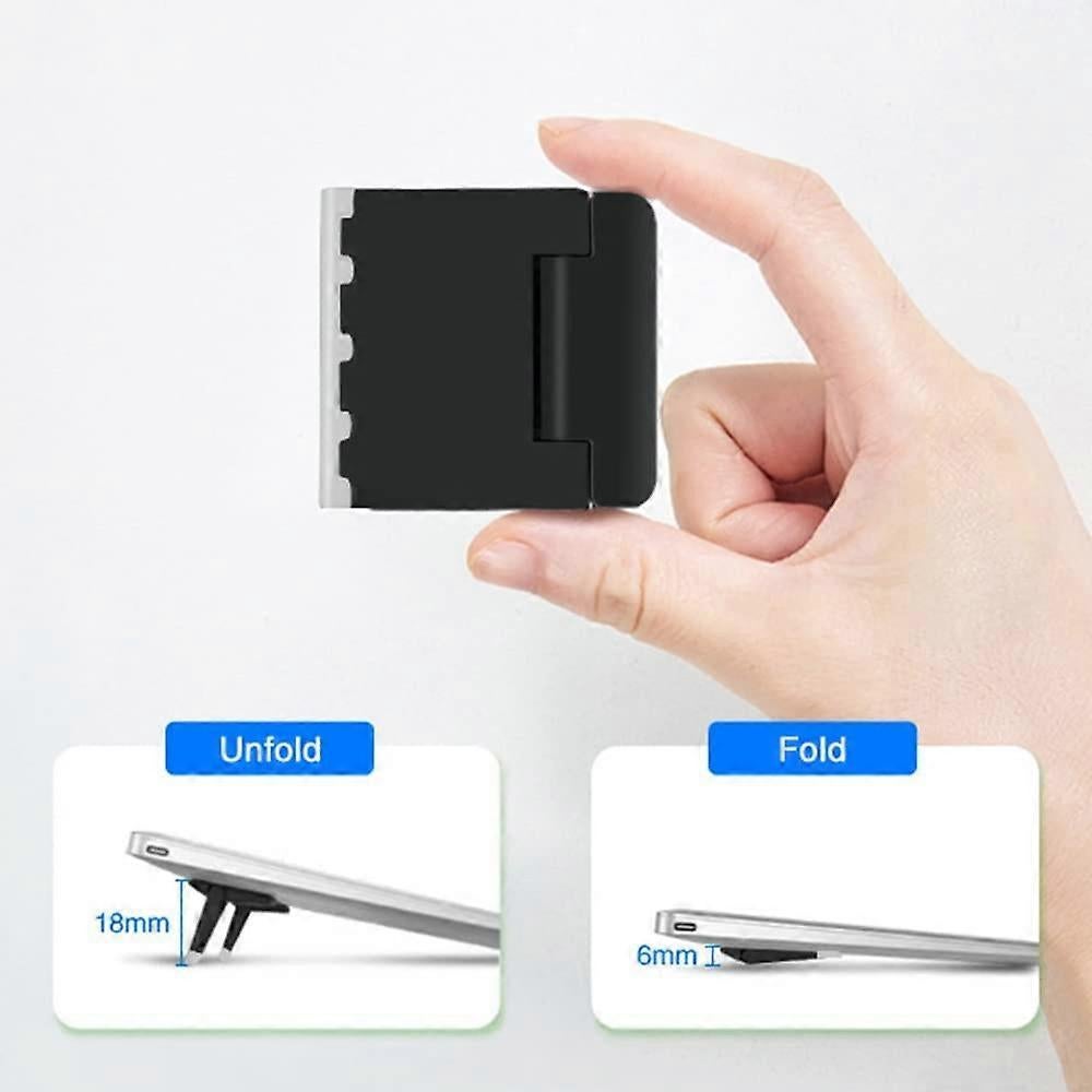 Set of 2 Mini Black Laptop Stands, Invisible Foldable Lightweight Holder for Laptop/Tablet