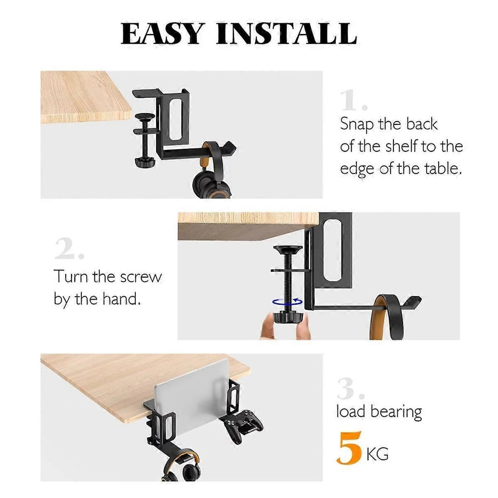 Vertical Laptop Stand, Desk Side Mount Holder, Black