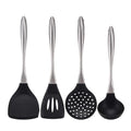 Reusable Kitchen Utensil Set - Non-Stick, Black, Stainless Steel & Silicone