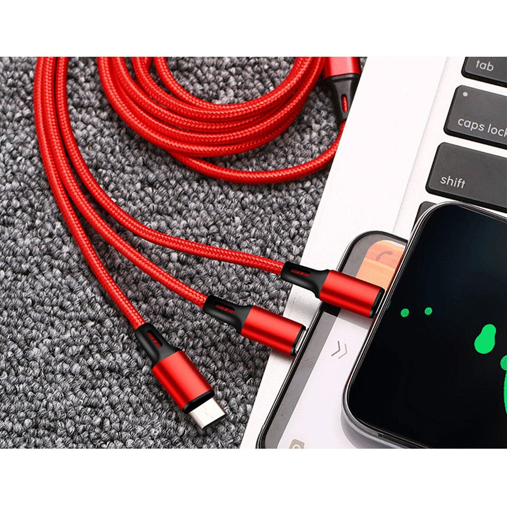 3-in-1 Multi USB Charger Cable for Micro USB Type C and Apple Devices