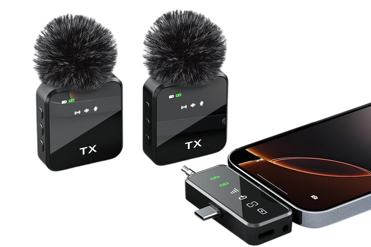 3 in 1 Microphone for iPhone/Android/Camera Mini Microphone Wireless Lavalier Microphone for Record Interview Vlogs YouTube Tiktok