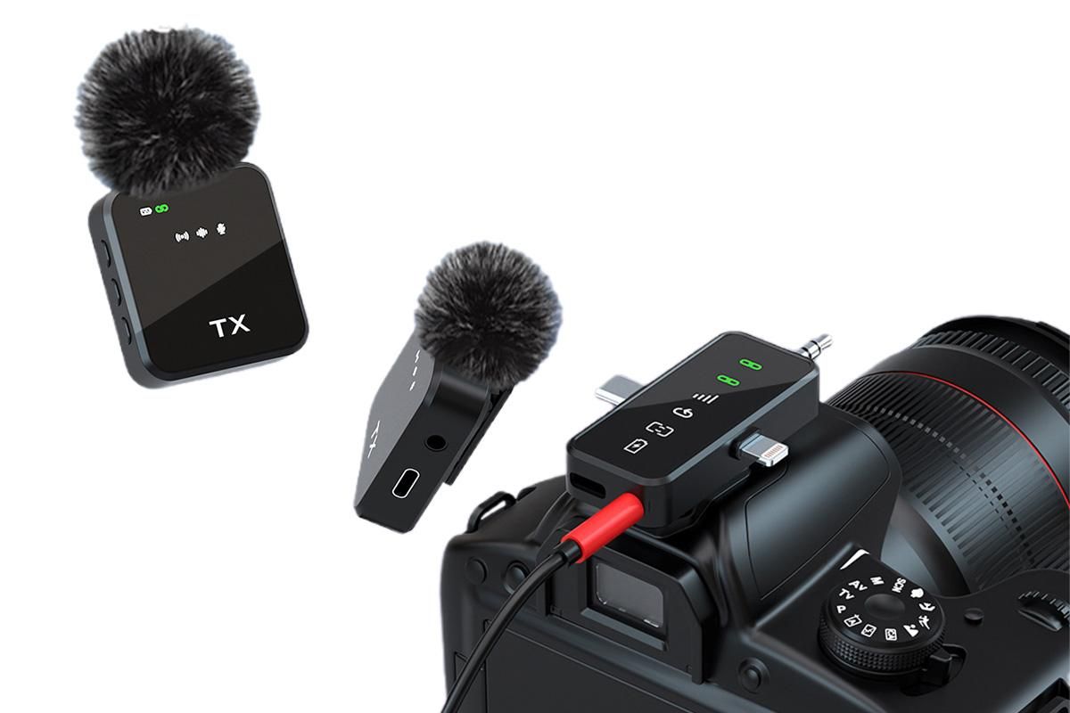 3 in 1 Microphone for iPhone/Android/Camera Mini Microphone Wireless Lavalier Microphone for Record Interview Vlogs YouTube Tiktok