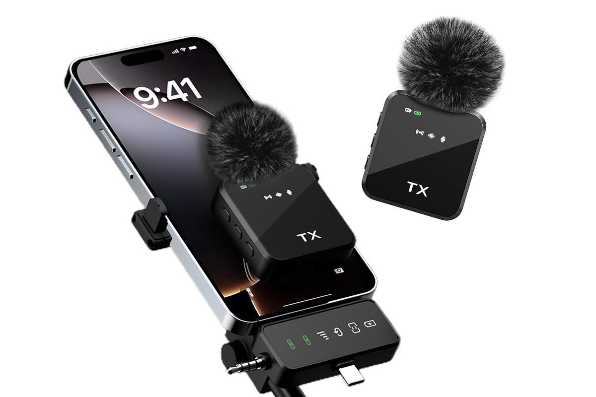 3 in 1 Microphone for iPhone/Android/Camera Mini Microphone Wireless Lavalier Microphone for Record Interview Vlogs YouTube Tiktok