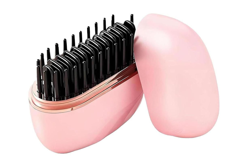 Mini Hair Straightener Rechargeable Wireless Portable Hair Comb for Women - Pink