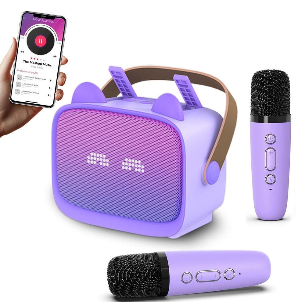 Mini Karaoke Machine - Portable MP3 Player with 2 Wireless Mics Toys & Gifts Pink