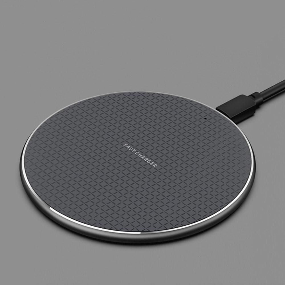 10W Qi Wireless Fast Charger with 1m USB Charging Cable for Smartphones - Black