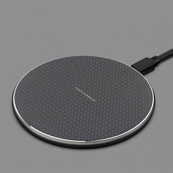 10W Qi Wireless Fast Charger with 1m USB Charging Cable for Smartphones - Black