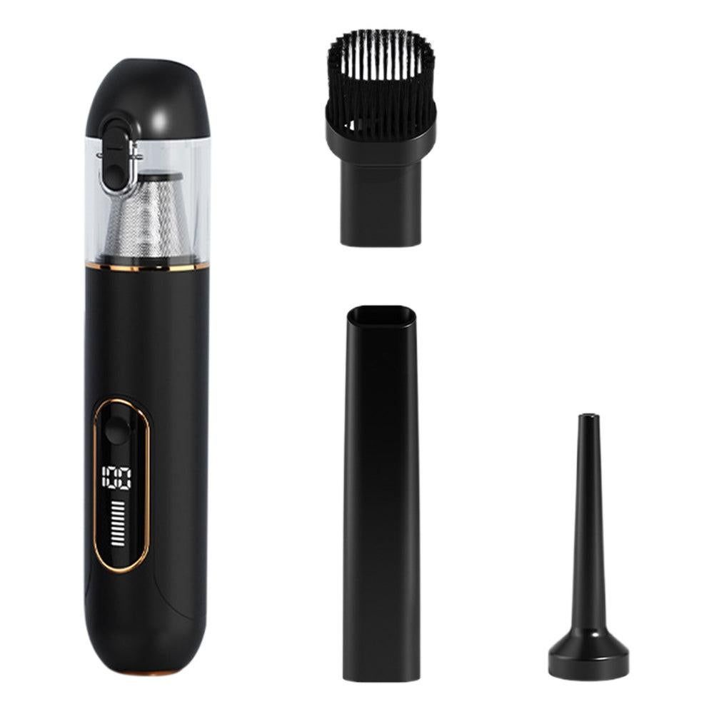 2-Mode Adjustable Cordless Handhtaeld Vacuum Cleaner Set Portable Digital Display Dust Cleaner for Car Home Black
