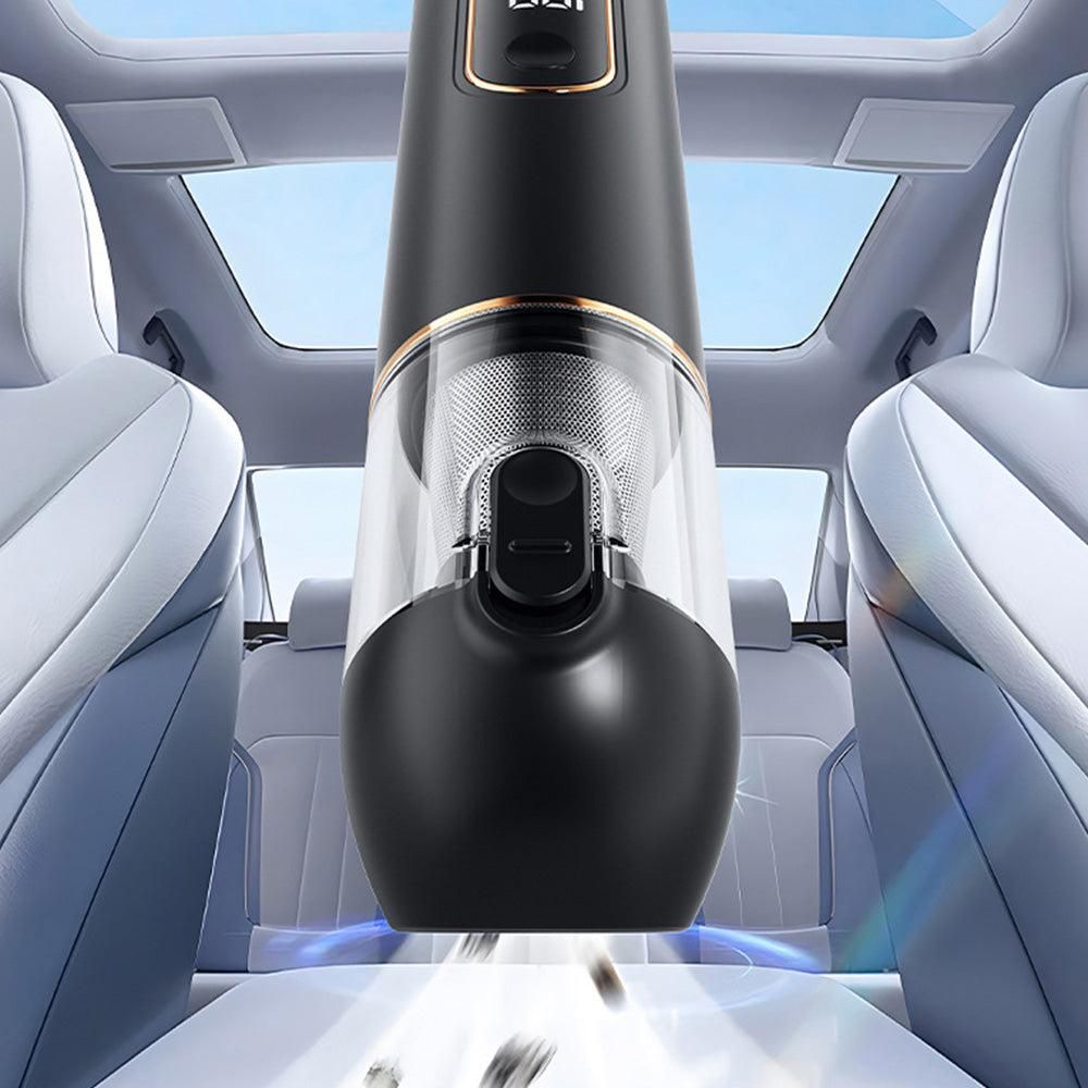 2-Mode Adjustable Cordless Handhtaeld Vacuum Cleaner Set Portable Digital Display Dust Cleaner for Car Home Black