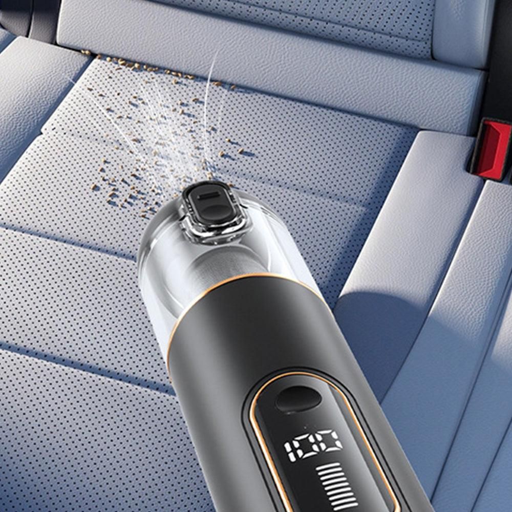 2-Mode Adjustable Cordless Handhtaeld Vacuum Cleaner Set Portable Digital Display Dust Cleaner for Car Home Black