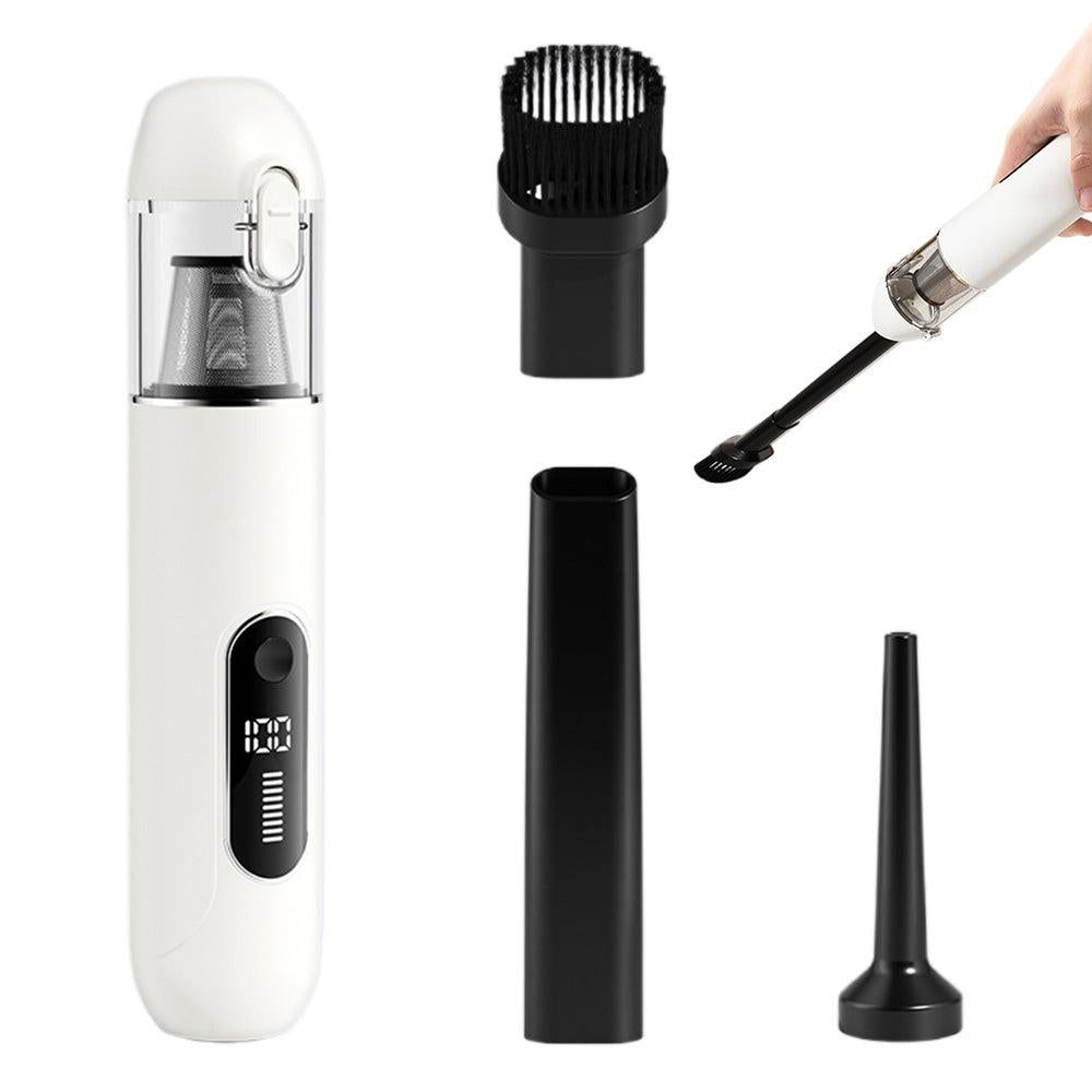 2-Mode Adjustable Cordless Handhtaeld Vacuum Cleaner Set Portable Digital Display Dust Cleaner for Car Home White