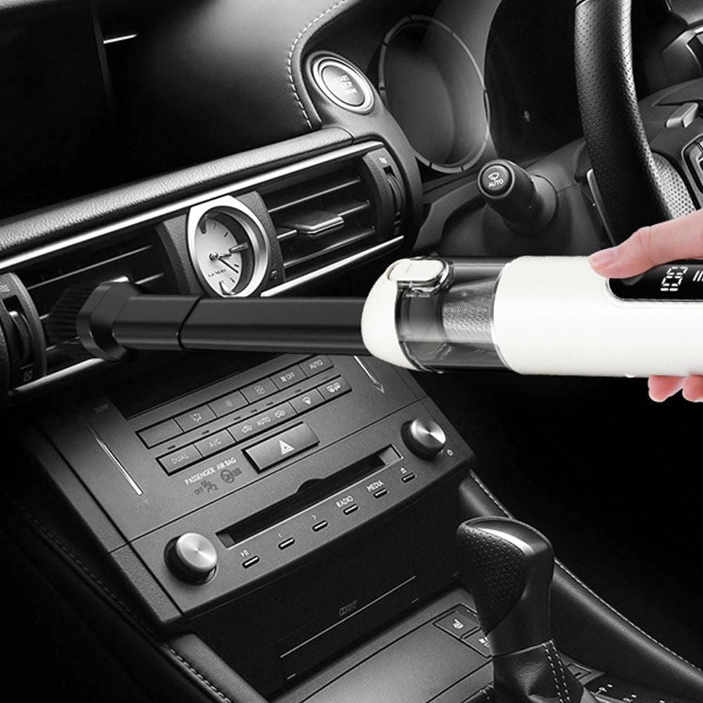 2-Mode Adjustable Cordless Handhtaeld Vacuum Cleaner Set Portable Digital Display Dust Cleaner for Car Home White