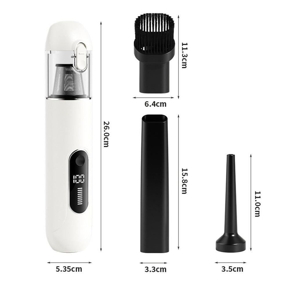 2-Mode Adjustable Cordless Handhtaeld Vacuum Cleaner Set Portable Digital Display Dust Cleaner for Car Home White