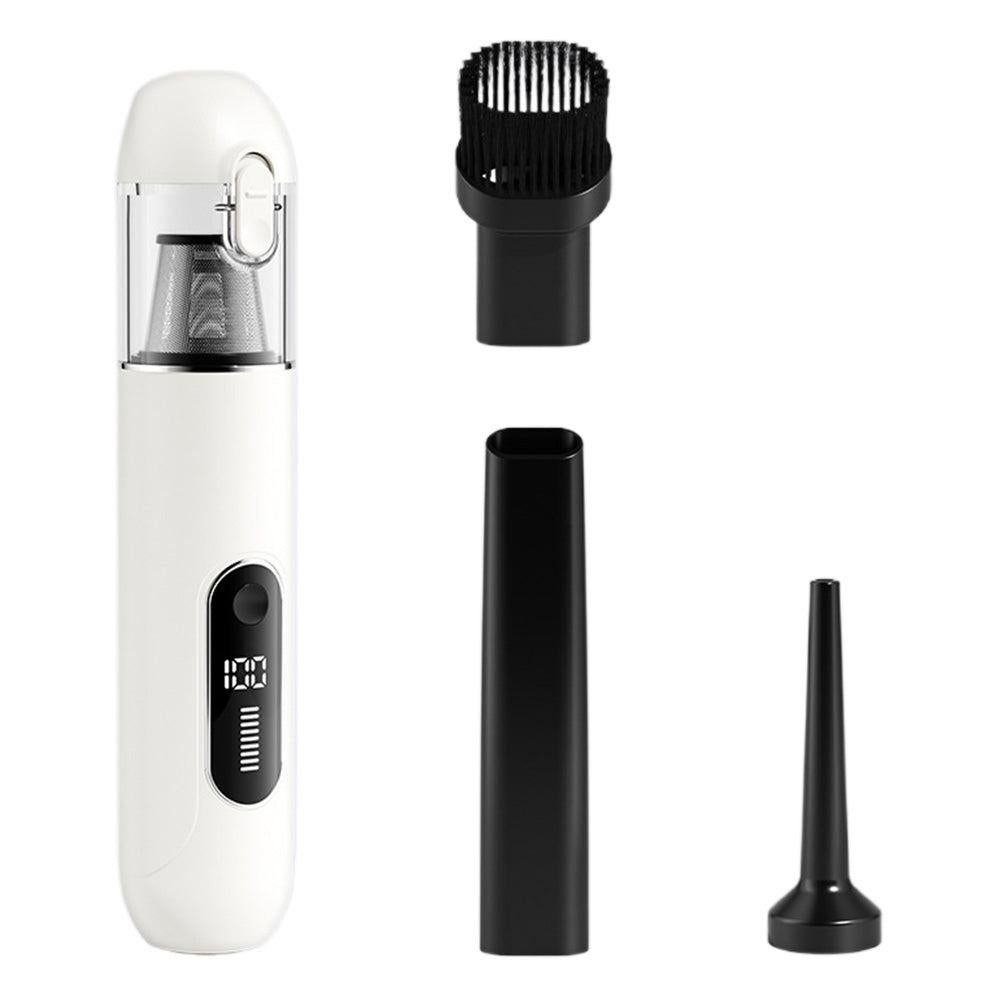 2-Mode Adjustable Cordless Handhtaeld Vacuum Cleaner Set Portable Digital Display Dust Cleaner for Car Home White