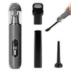 2-Mode Adjustable Cordless Handhtaeld Vacuum Cleaner Set Portable Digital Display Dust Cleaner for Car Home White