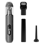 2-Mode Adjustable Cordless Handhtaeld Vacuum Cleaner Set Portable Digital Display Dust Cleaner for Car Home Grey