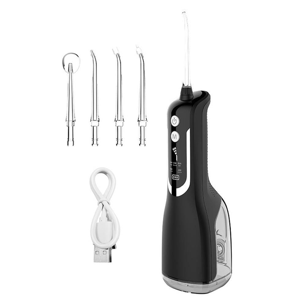 Cordless Water Flosser Teeth Cleaner 300ML Dental Flosser with 4 Jet Tips -Black