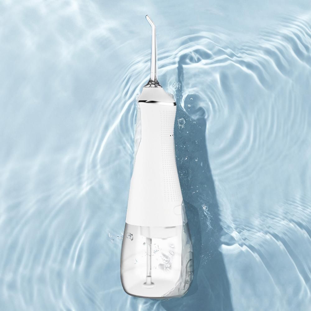 Cordless Water Flosser Teeth Cleaner 300ML Dental Flosser with 4 Jet Tips -White