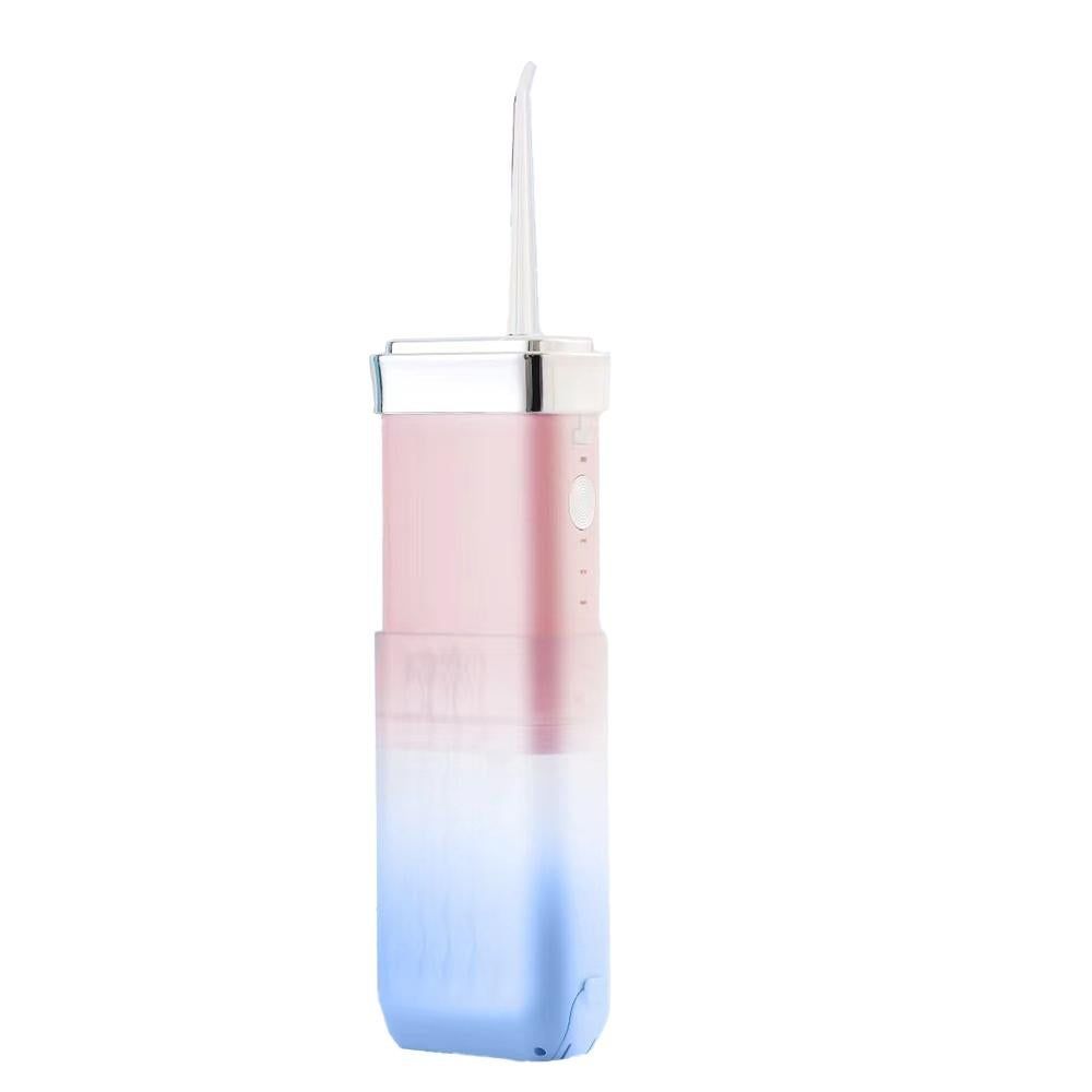 Mini Portable Oral Irrigator Rechargeable Water Dental Flosser With Stretchable Water Tan -Pink