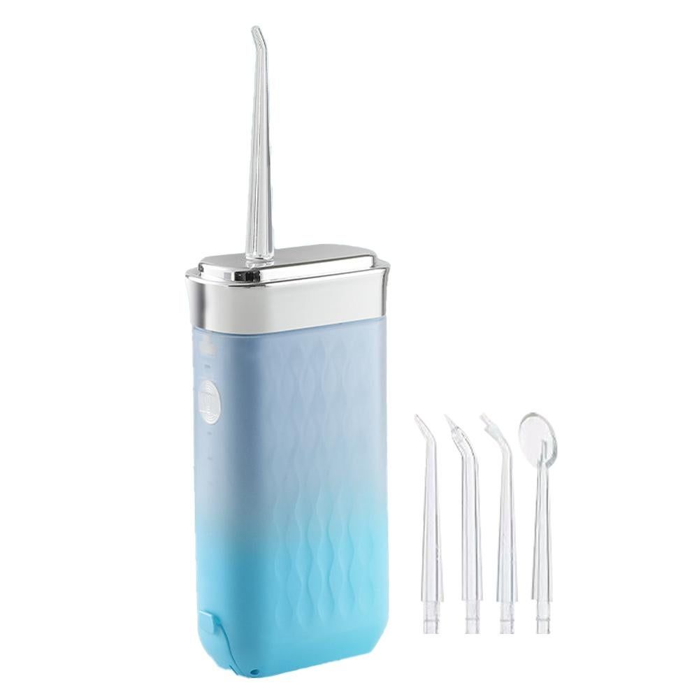 Mini Portable Oral Irrigator Rechargeable Water Dental Flosser With Stretchable Water Tan -Grey