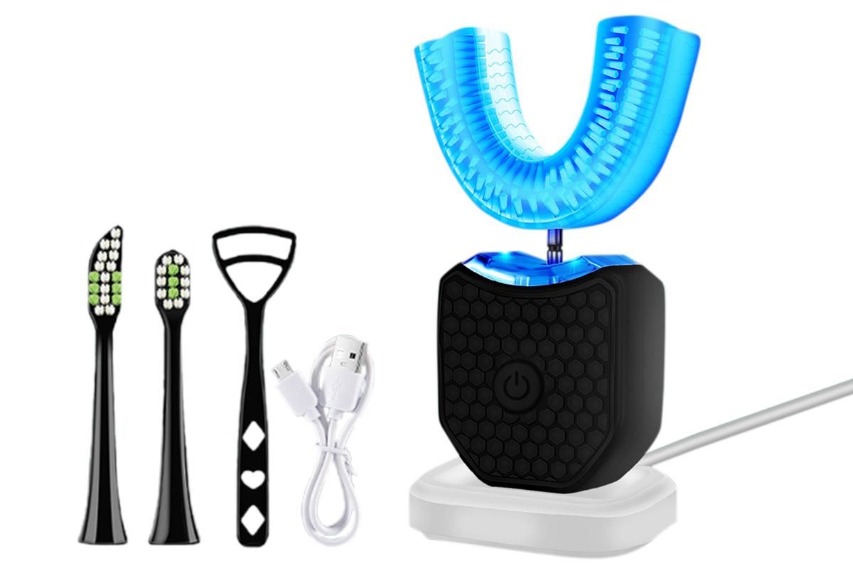 U-Shaped Electric Toothbrush 360-degree Sonic Cleaning Tooth Brush for Adults-blue