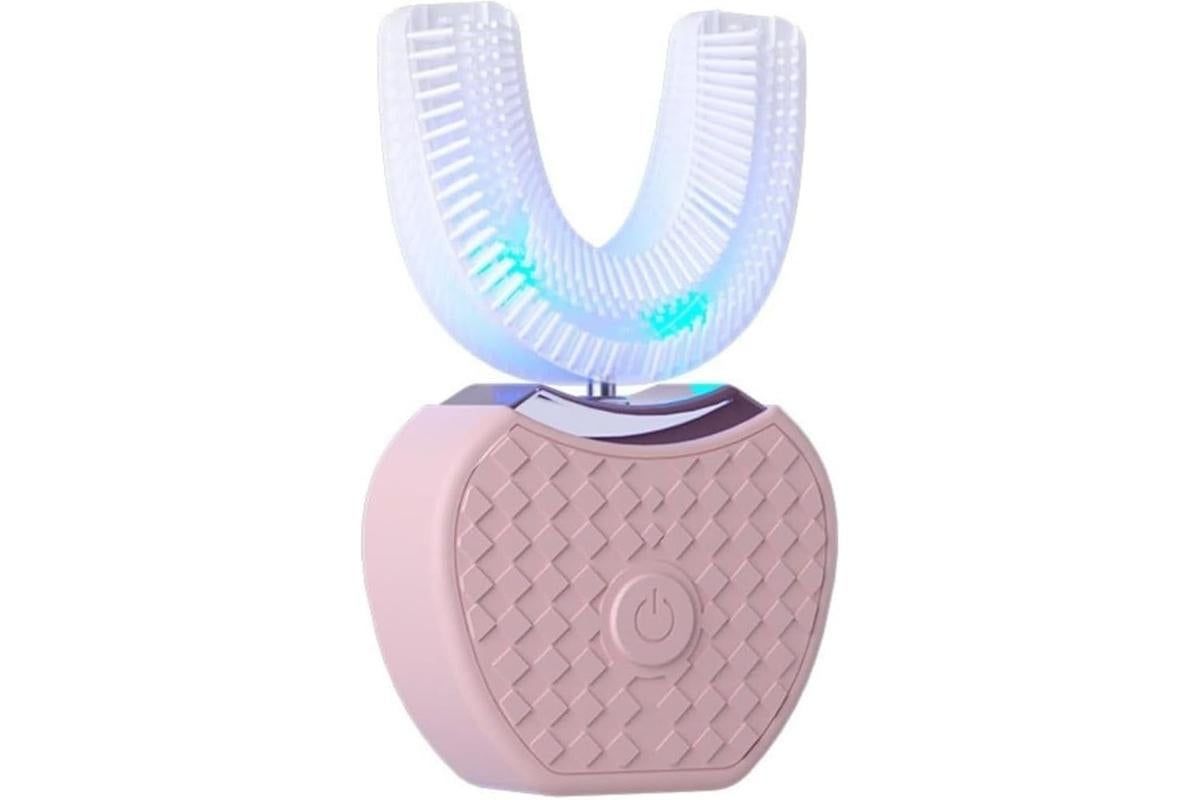 U-Shaped Electric Toothbrush 360-degree Sonic Cleaning Tooth Brush for Adults-pink