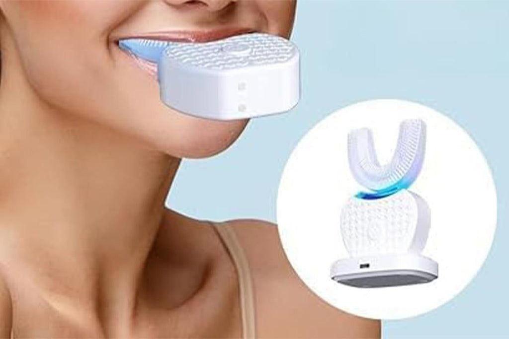 U-Shaped Electric Toothbrush 360-degree Sonic Cleaning Tooth Brush for Adults-white