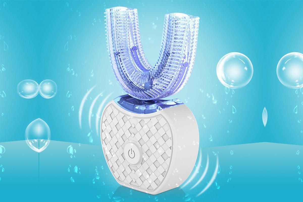 U-Shaped Electric Toothbrush 360-degree Sonic Cleaning Tooth Brush for Adults-white